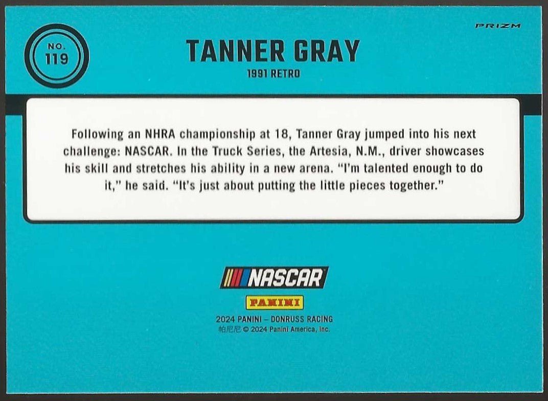 2024 Donruss #119 Tanner Gray Optic Blue Velocity - ChronicCards