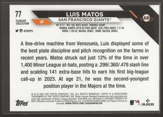 2024 Topps #77 Luis Matos Flagship Collection - ChronicCards