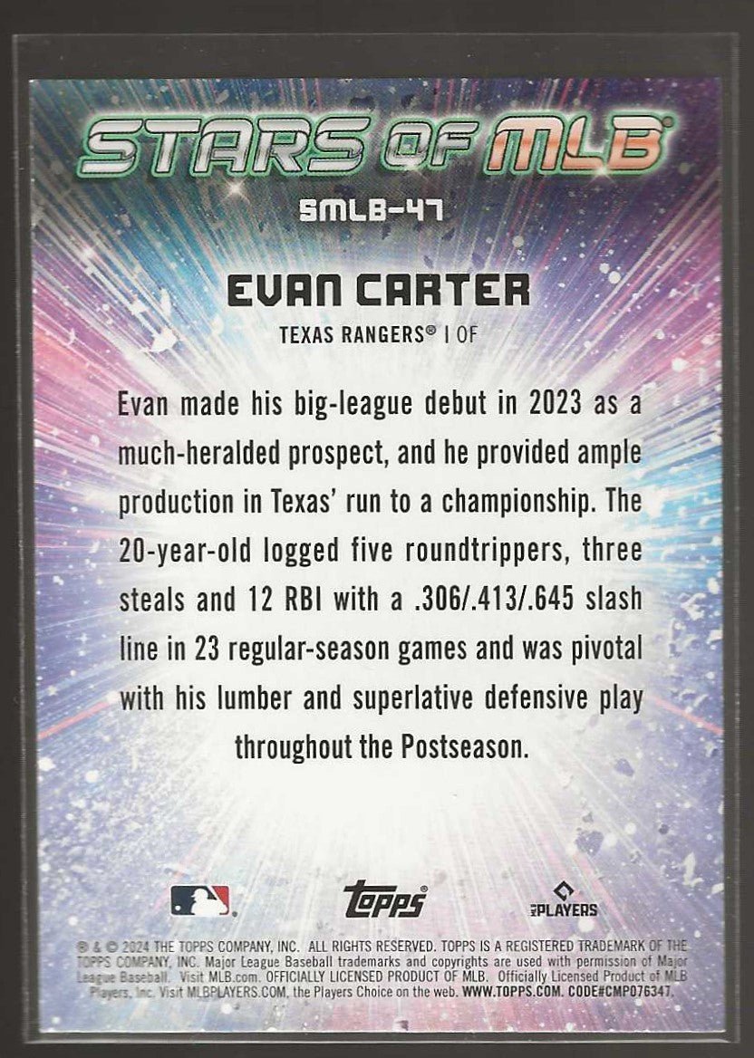2024 Topps #SMLB - 47 Evan Carter Stars of MLB - ChronicCards