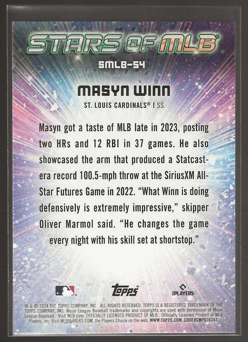 2024 Topps #SMLB - 54 Masyn Winn Stars of MLB - ChronicCards