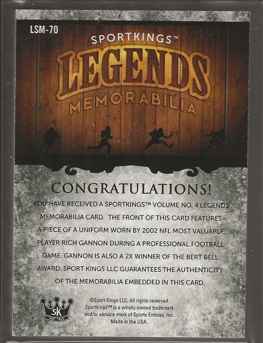 2023 Sportkings Volume 4 #LSM - 70 Rich Gannon Legends Game Worn - ChronicCards