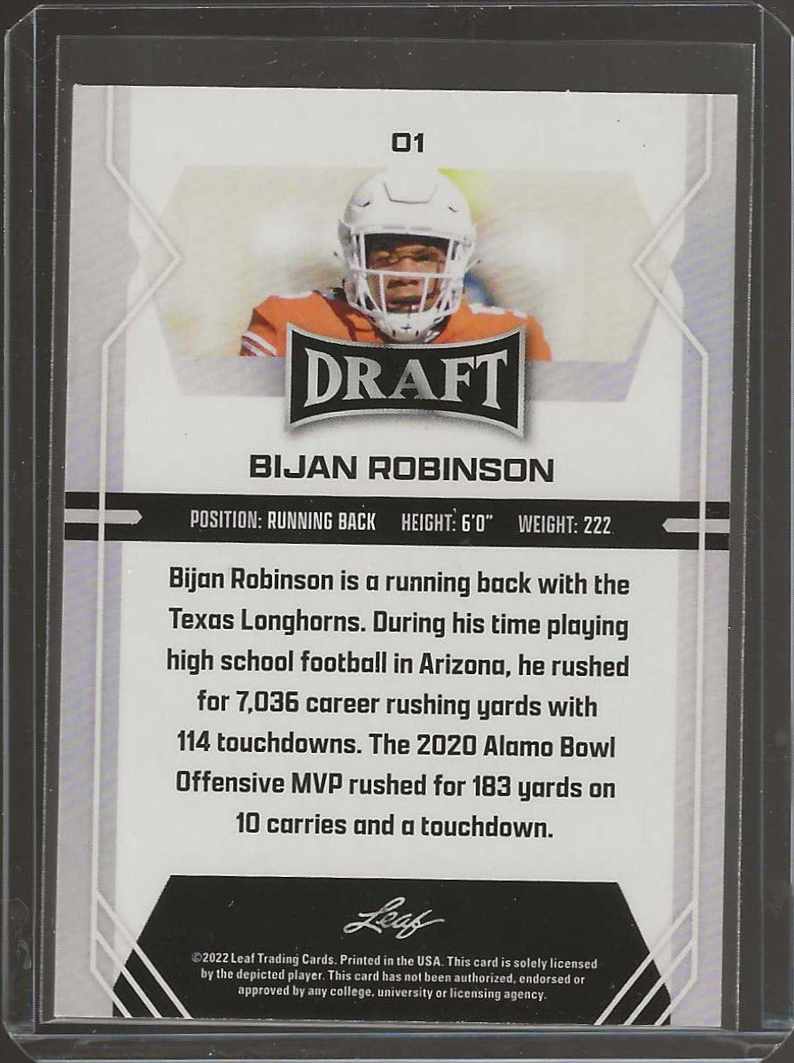 2022 Leaf Draft #01 Bijan Robinson - ChronicCards