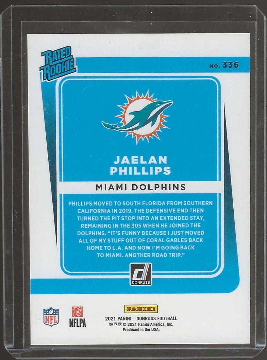 2021 Donruss #336 Jaelan Phillips Press Proof Yellow - ChronicCards