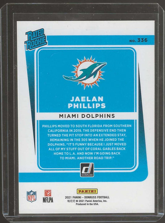 2021 Donruss #336 Jaelan Phillips Press Proof Yellow - ChronicCards