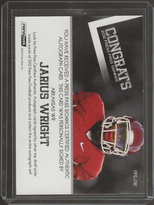 2012 Press Pass #PPS - JW Jarius Wright Autographs Silver - ChronicCards