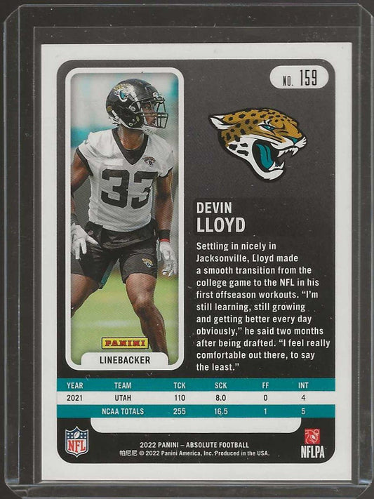 2022 Panini Absolute #159 Devin Lloyd Red Squares #/499 - ChronicCards