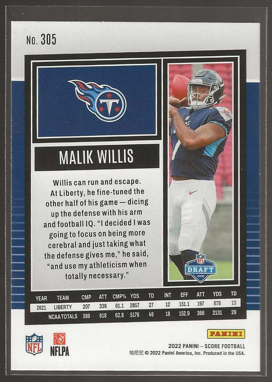 2022 Score #305 Malik Willis - ChronicCards