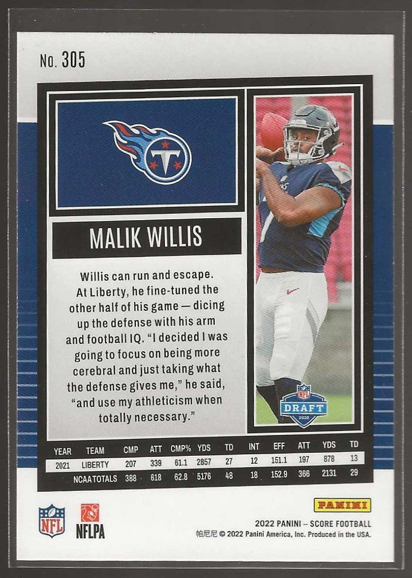 2022 Score #305 Malik Willis - ChronicCards