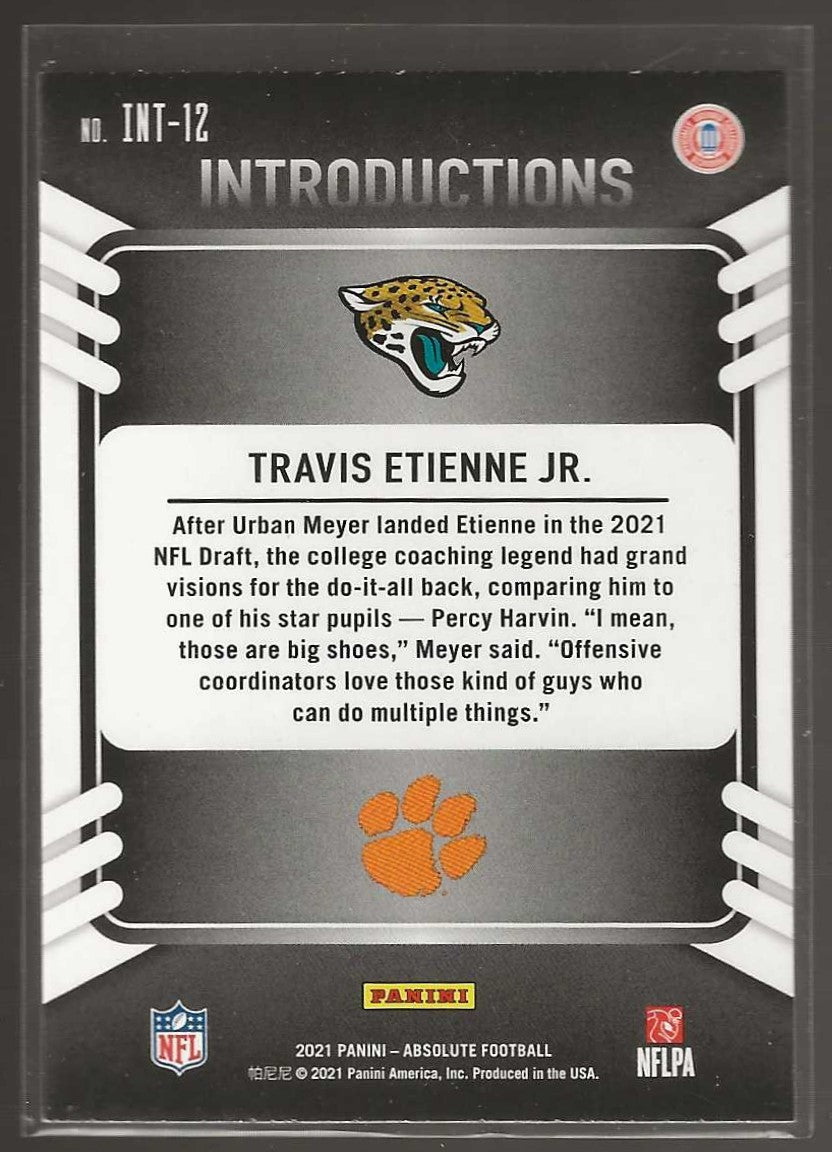 2021 Panini Absolute #INT - 12 Travis Etienne Jr. Introductions - ChronicCards