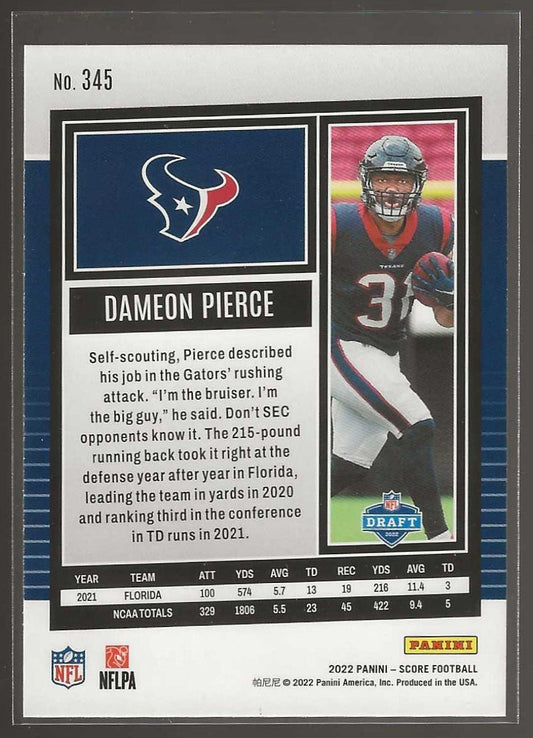 2022 Score #345 Dameon Pierce - ChronicCards