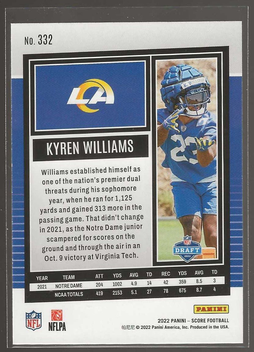 2022 Score #332 Kyren Williams - ChronicCards
