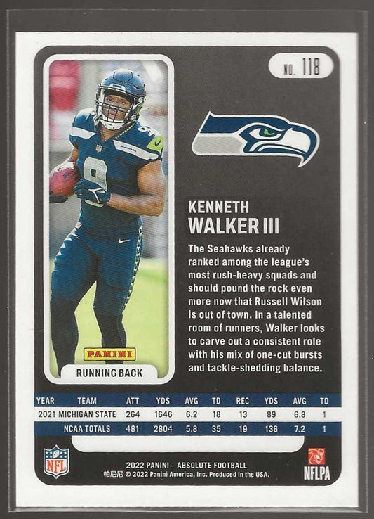 2022 Panini Absolute #118 Kenneth Walker III Retail - ChronicCards