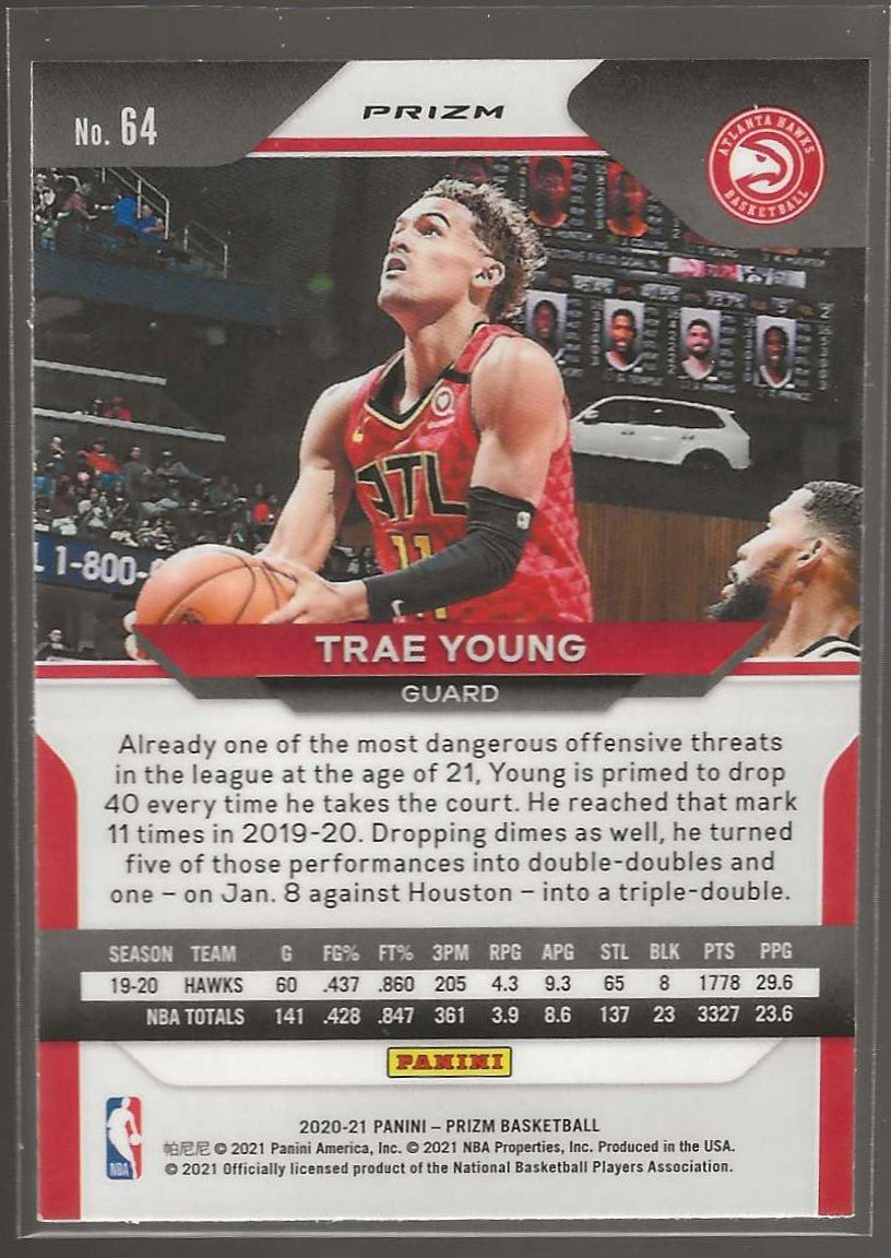 2020 - 21 Panini Prizm #64 Trae Young Ruby Wave Prizms - ChronicCards