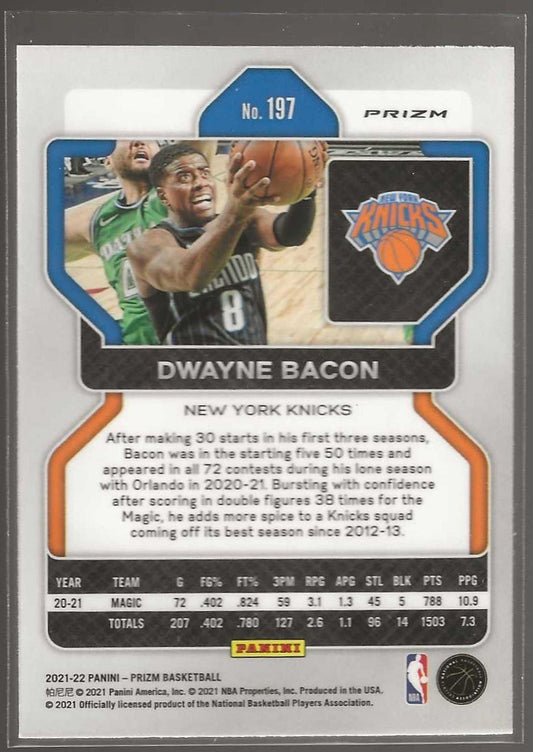 2021 - 22 Panini Prizm #197 Dwayne Bacon Pink Ice - ChronicCards