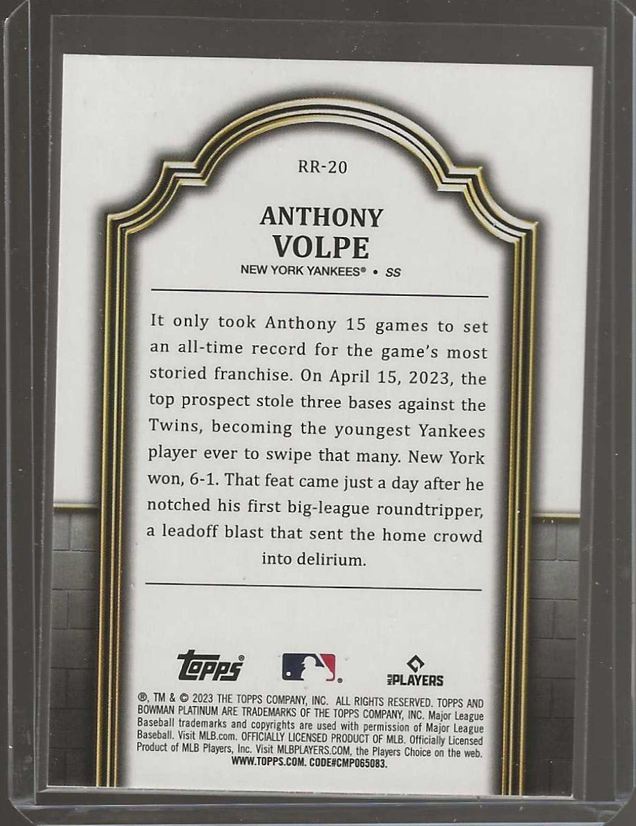 2023 Bowman Platinum #RR - 20 Anthony Volpe Renowned Rookies - ChronicCards