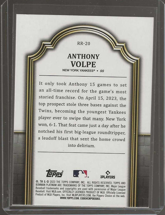 2023 Bowman Platinum #RR - 20 Anthony Volpe Renowned Rookies - ChronicCards