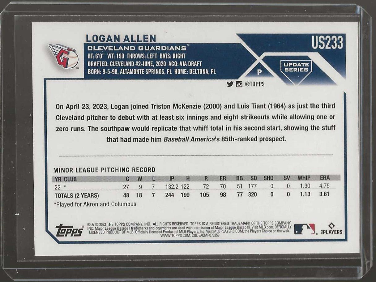 2023 Topps Update #US233 Logan Allen Orange and Black Foil - ChronicCards