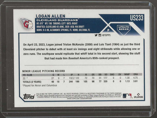 2023 Topps Update #US233 Logan Allen Orange and Black Foil - ChronicCards