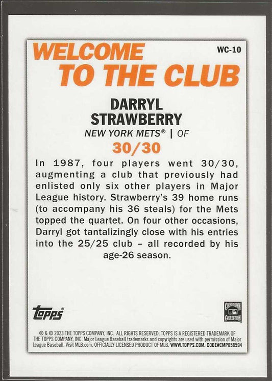 2023 Topps #WC - 10 Darryl Strawberry Welcome to the Club - ChronicCards
