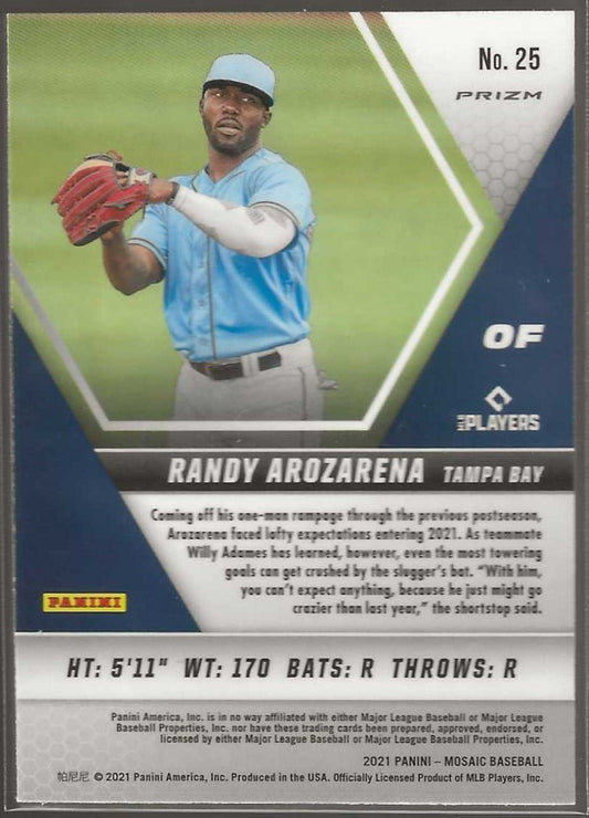 2021 Panini Mosaic #25 Randy Arozarena Reactive Red - ChronicCards