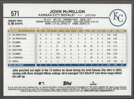 2024 Topps #571 John McMillon - ChronicCards