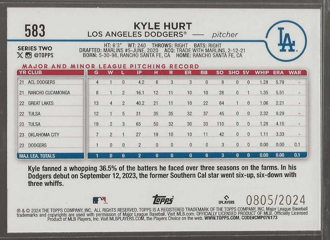 2024 Topps #583 Kyle Hurt Gold - ChronicCards