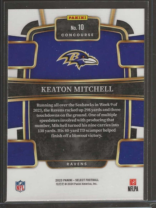 2023 Panini Select Football #10 Keaton Mitchell Concourse - Ravens - ChronicCards