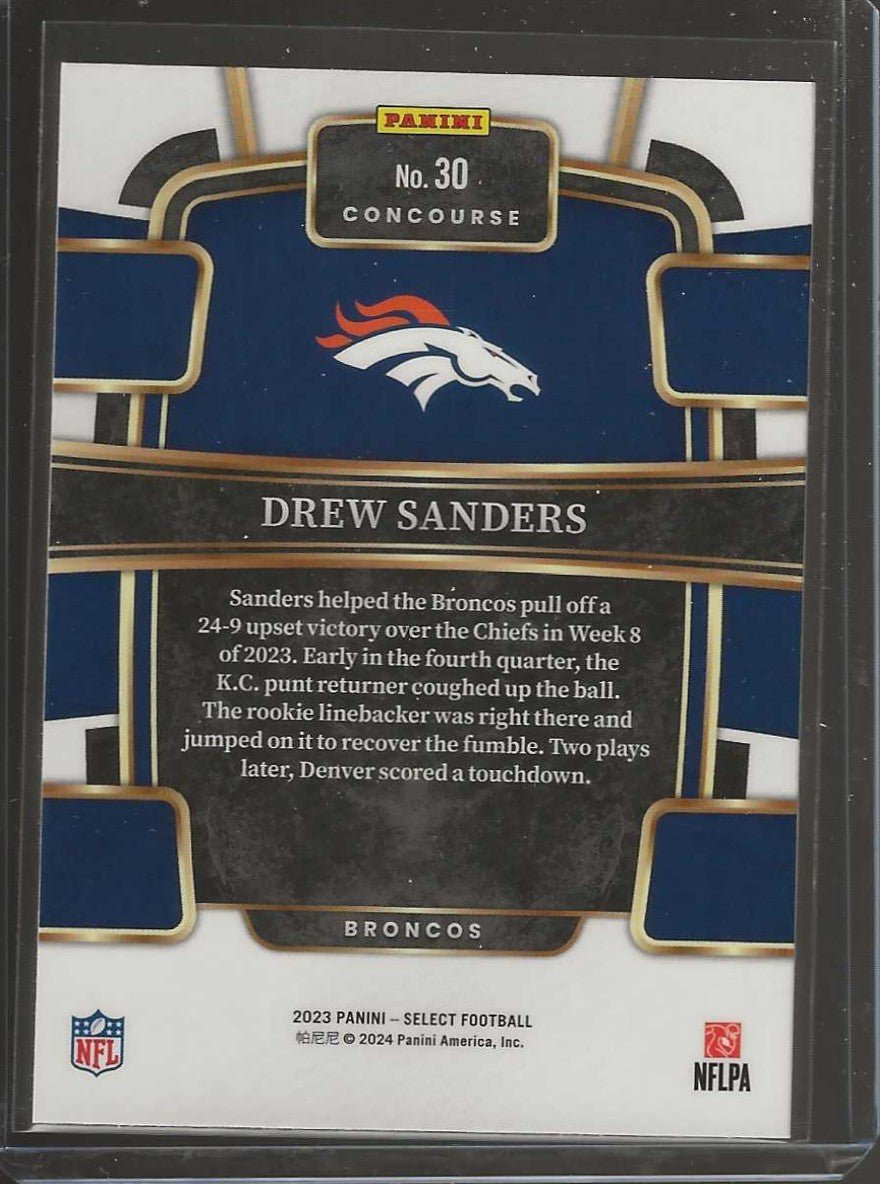 2023 Panini Select Football #30 Drew Sanders Concourse - Broncos - ChronicCards