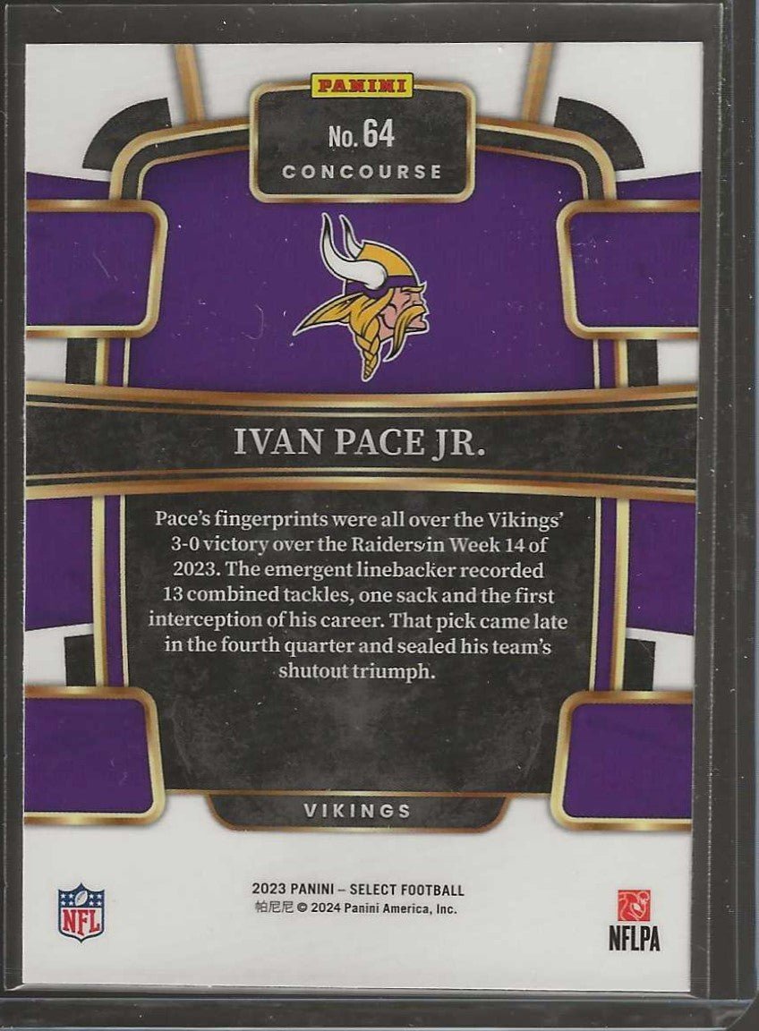 2023 Panini Select Football #64 Ivan Pace Jr. Concourse - Vikings - ChronicCards