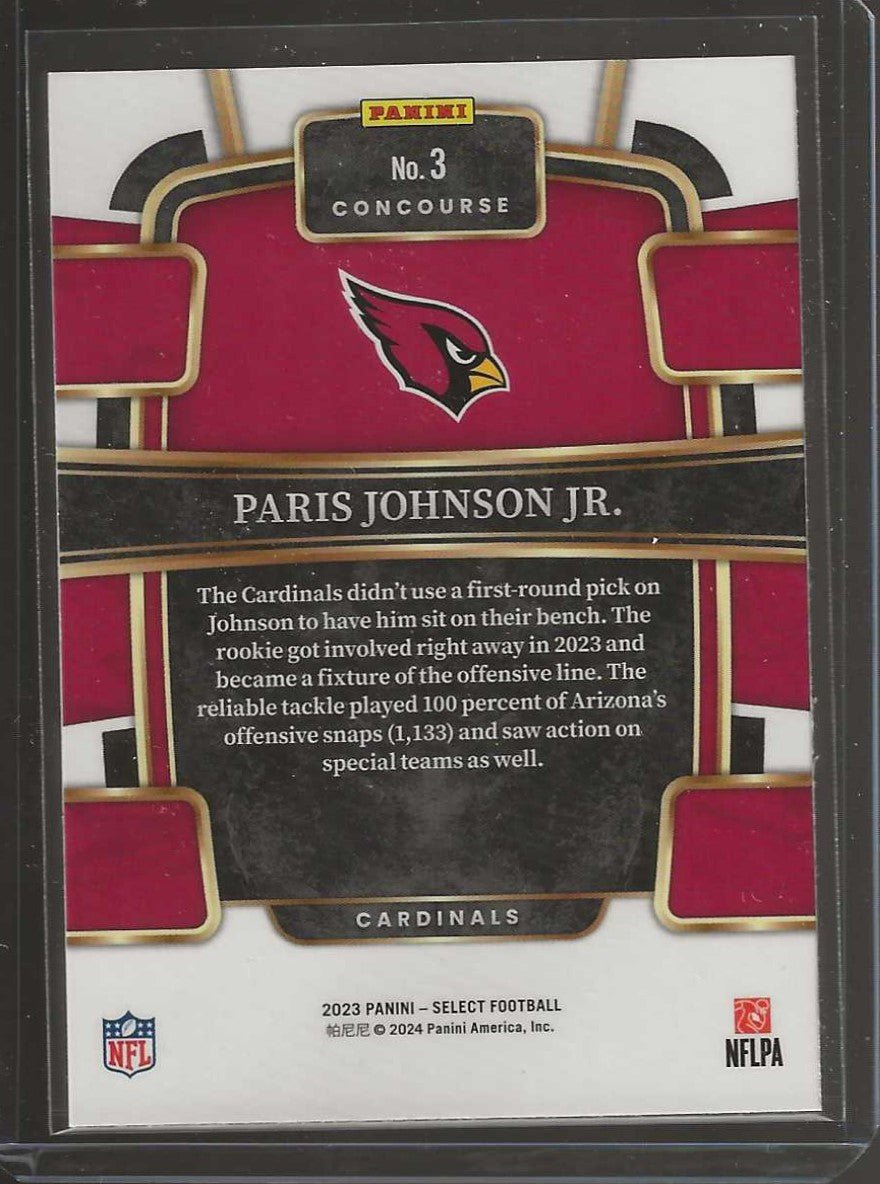 2023 Panini Select Football #3 Paris Johnson Jr. Concourse - Cardinals - ChronicCards