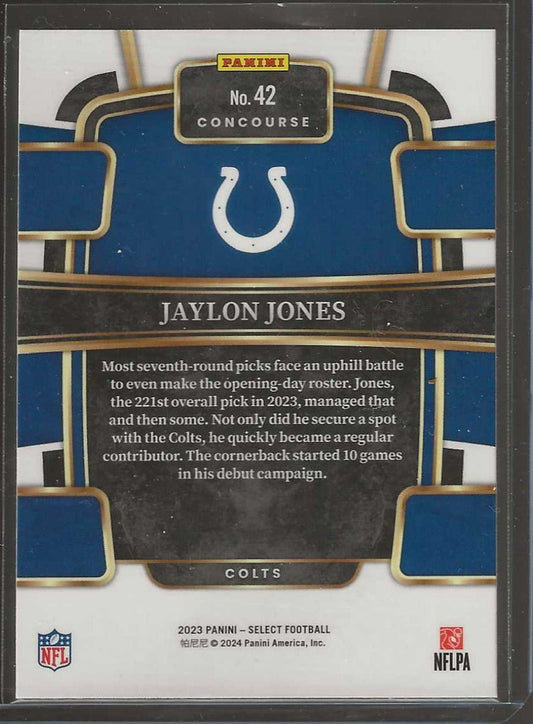 2023 Panini Select Football #42 Jaylon Jones Concourse - Colts - ChronicCards