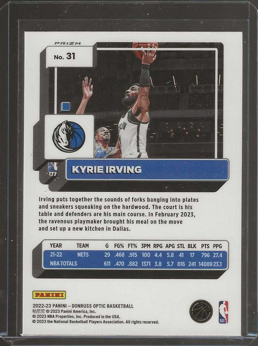 2022 - 23 Donruss Optic #31 Kyrie Irving Blue Prizm - ChronicCards