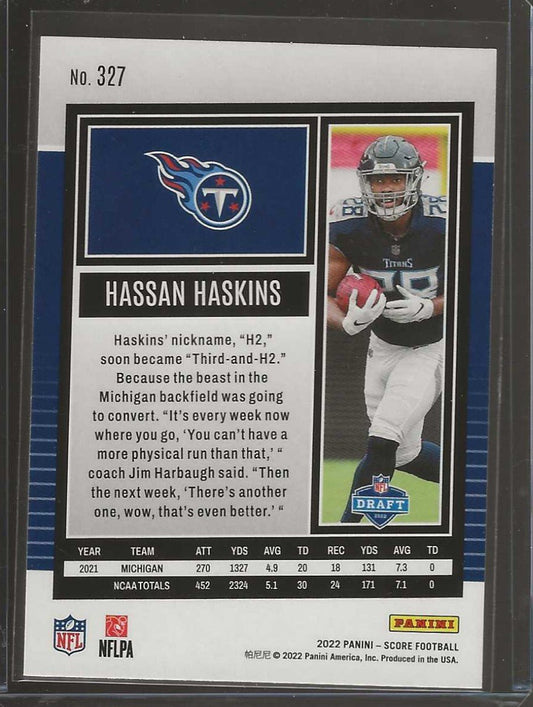 2022 Score #327 Hassan Haskins - ChronicCards