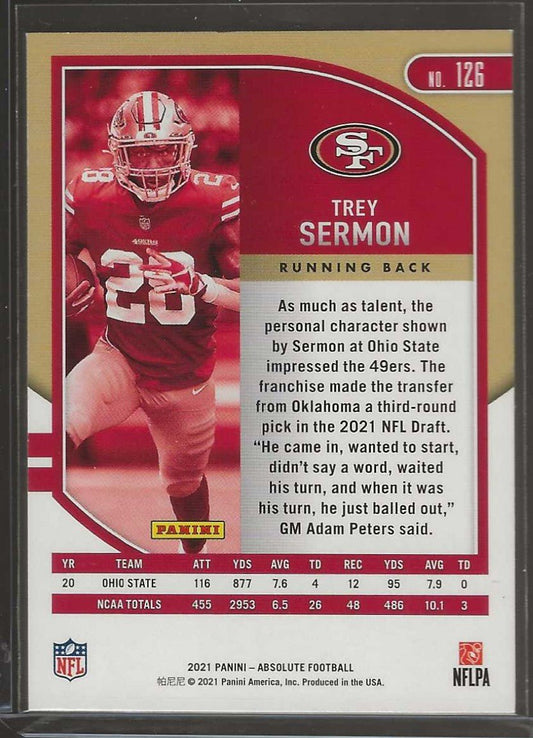 2021 Panini Absolute #126 Trey Sermon Retail - ChronicCards
