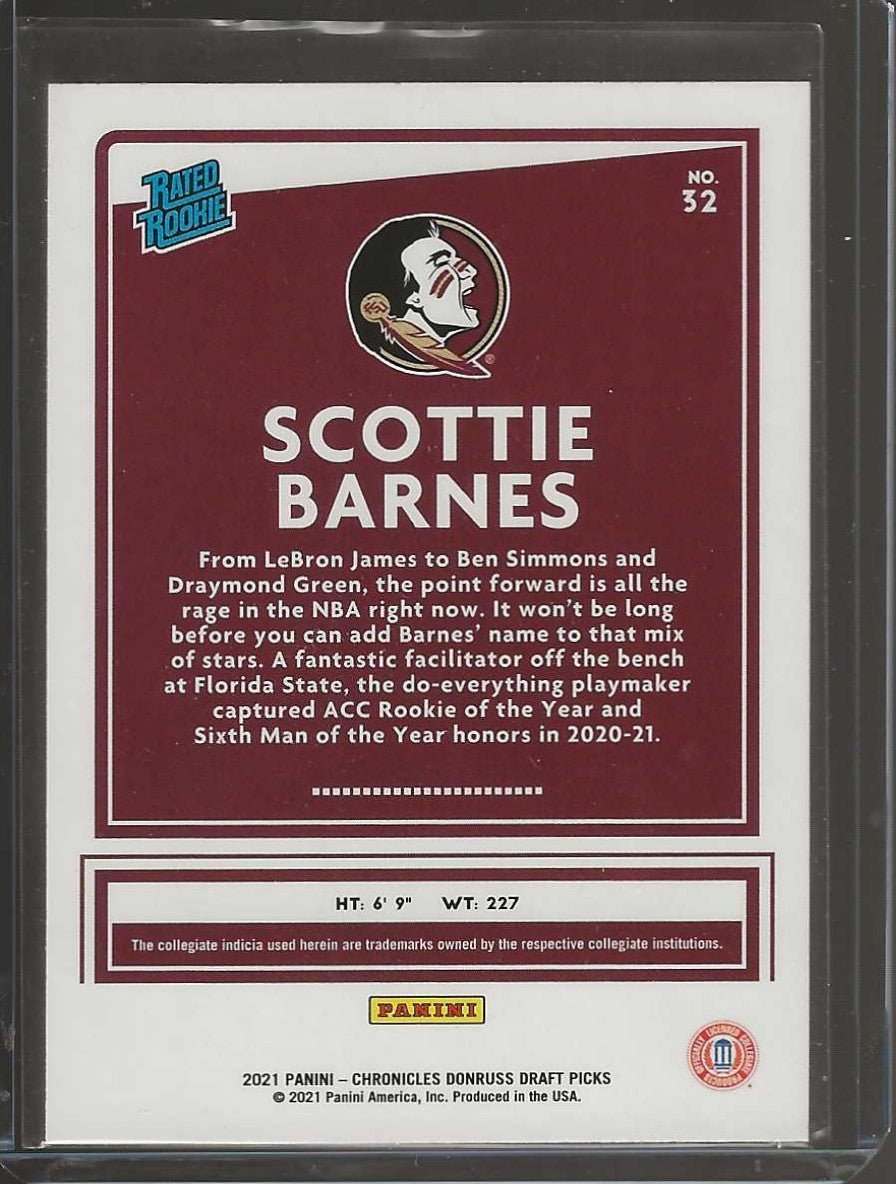 2021 Panini Chronicles Draft Picks #32 Scottie Barnes Black - ChronicCards
