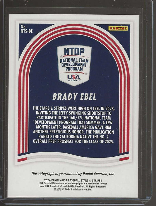 USA Baseball Stars & Stripes #NTS - BE Brady Ebel Silver Holo Autograph - ChronicCards