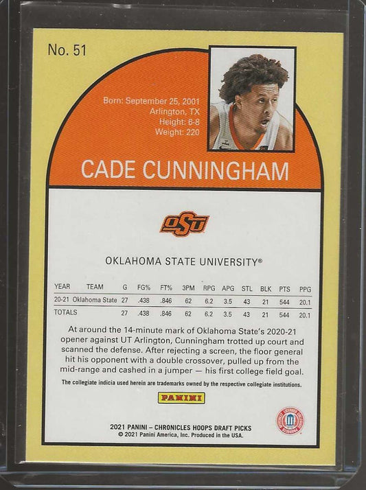 2021 Panini Chronicles Draft Picks #51 Cade Cunningham - ChronicCards