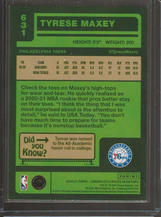 2020 - 21 Panini Chronicles #631 Tyrese Maxey - ChronicCards