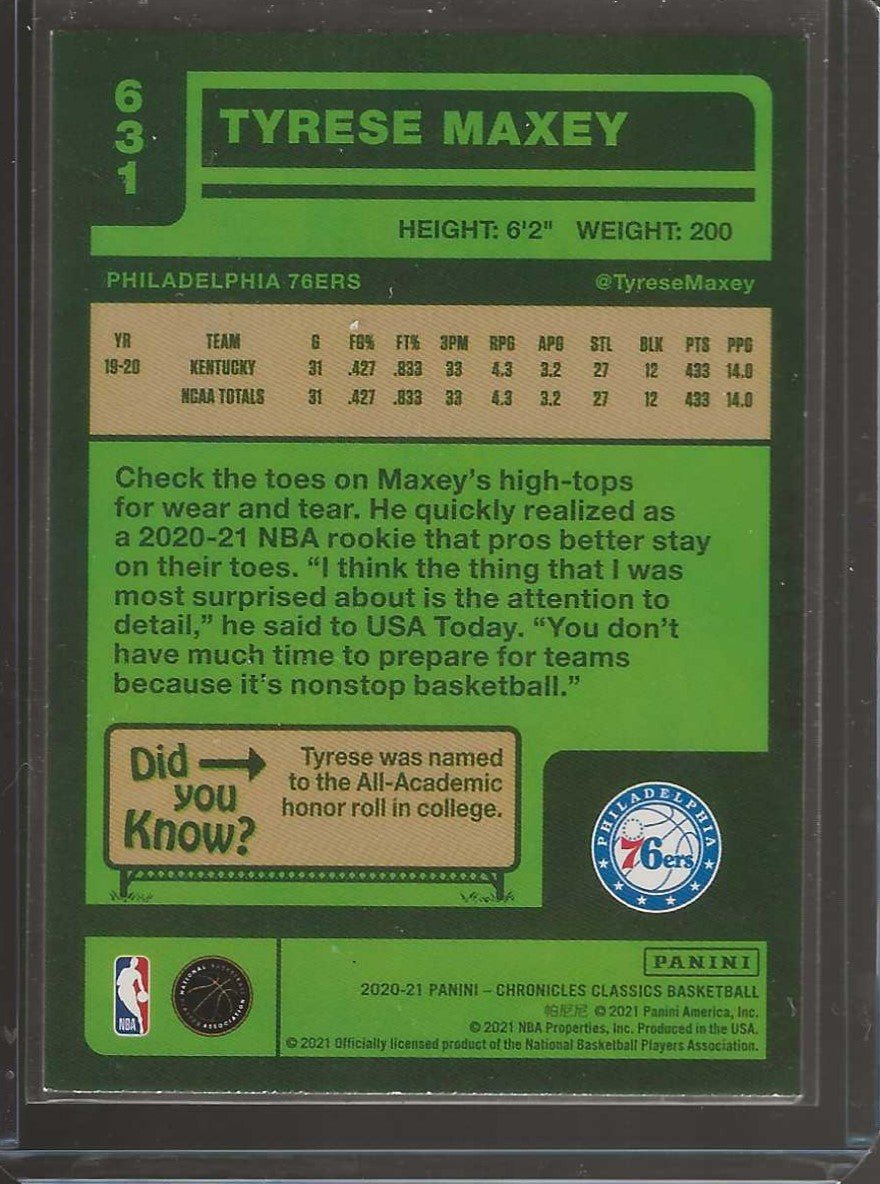 2020 - 21 Panini Chronicles #631 Tyrese Maxey - ChronicCards