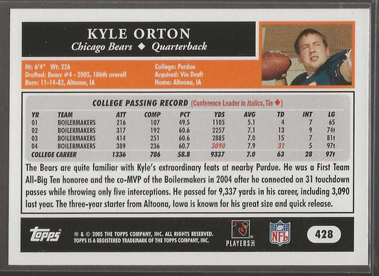 2005 Topps #428 Kyle Orton - ChronicCards