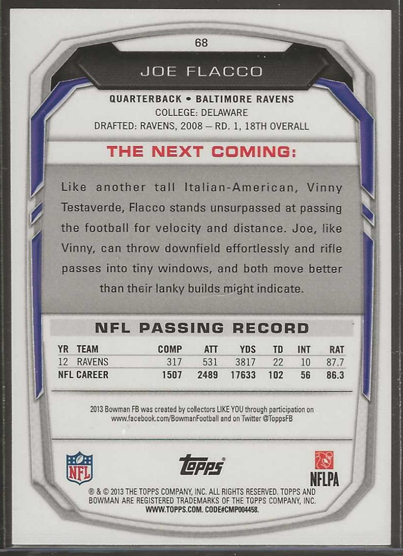 2013 Bowman #68 Joe Flacco - ChronicCards