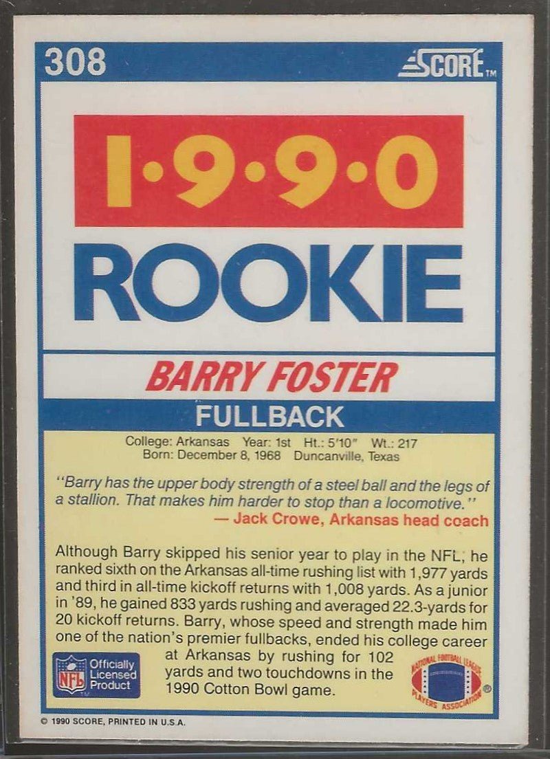 1990 Score #308 Barry Foster - ChronicCards