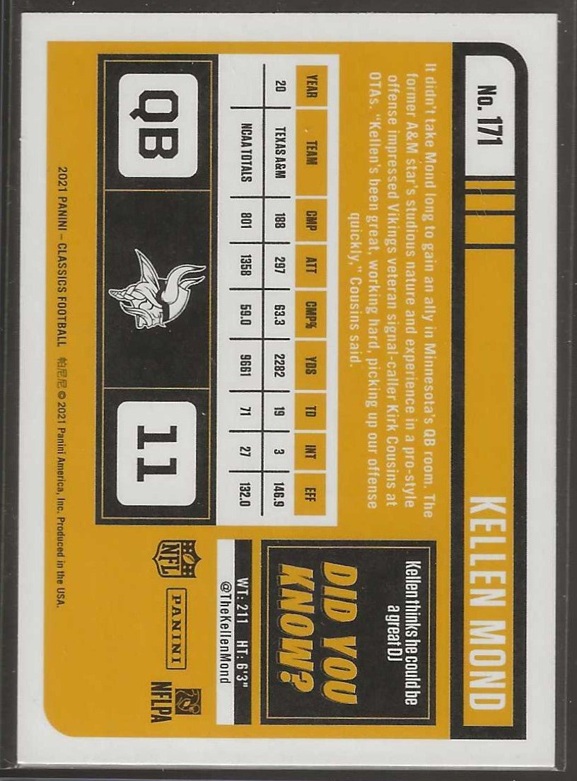 2021 Panini Classics #171 Kellen Mond - ChronicCards