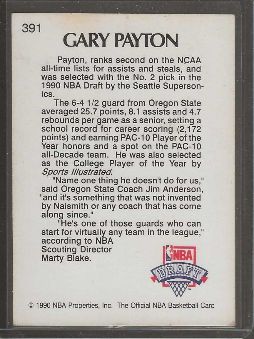 1990 Hoops Team Night Seattle SuperSonics #NNO Gary Payton - ChronicCards