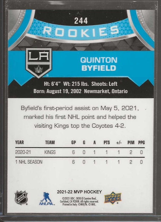 2021 - 22 Upper Deck MVP #244 Quinton Byfield Ice Battles - ChronicCards