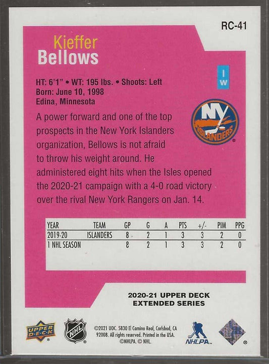 2020 - 21 Upper Deck #RC - 41 Kieffer Bellows Rookie Class SE - ChronicCards