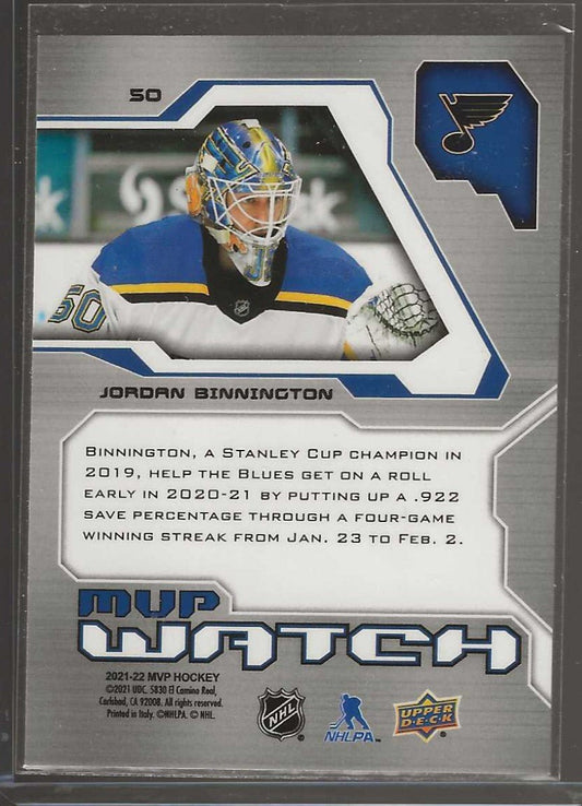 2021 - 22 Upper Deck MVP #50 Jordan Binnington 20th Anniversary - ChronicCards