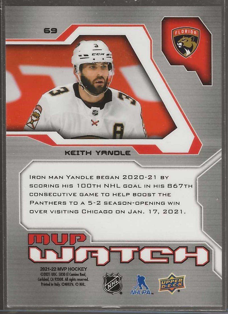 2021 - 22 Upper Deck MVP #69 Keith Yandle 20th Anniversary - ChronicCards