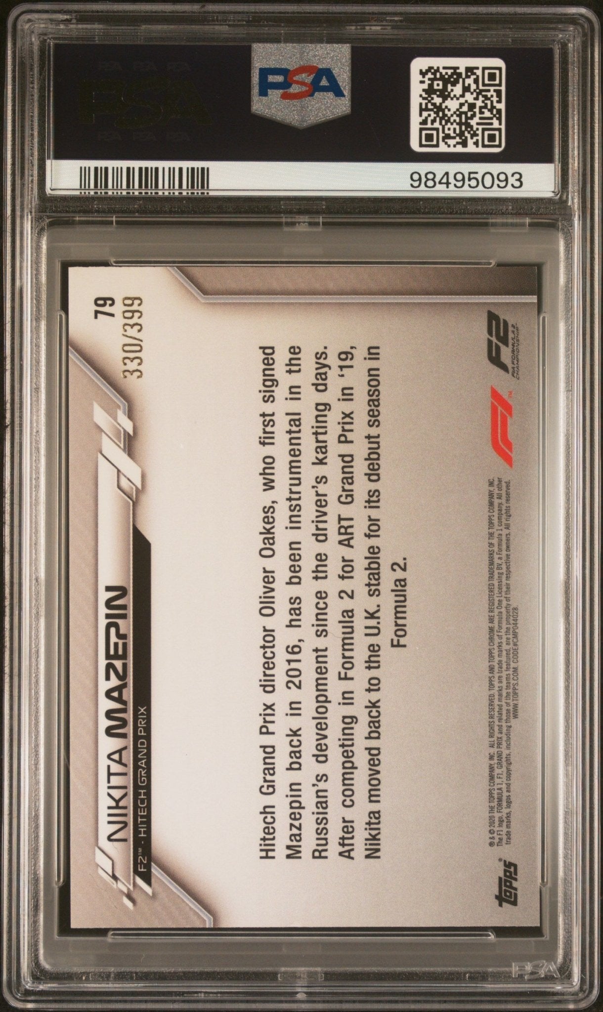 2020 Topps Chrome Formula 1 #79 Nikita Mazepin Purple Refractor PSA 8 330/399 - ChronicCards