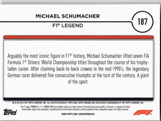 2024 Topps Chrome Formula 1 #187 Michael Schumacher - ChronicCards